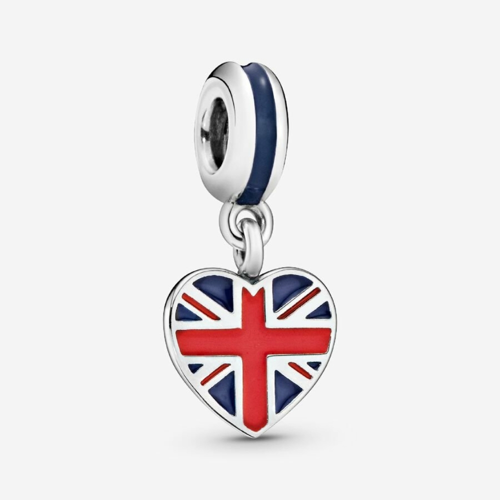 Pandora Silver Red White Blue Great Britain Heart Charm DEADSTOCK